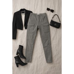 Alexander Wang Sage Green Grey Moto Skinny Cargo Pants 6 Utility Chic Minimalist